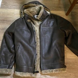 Leather Coat- Walter Davoucci Genuine Shearling Brown size 6XL